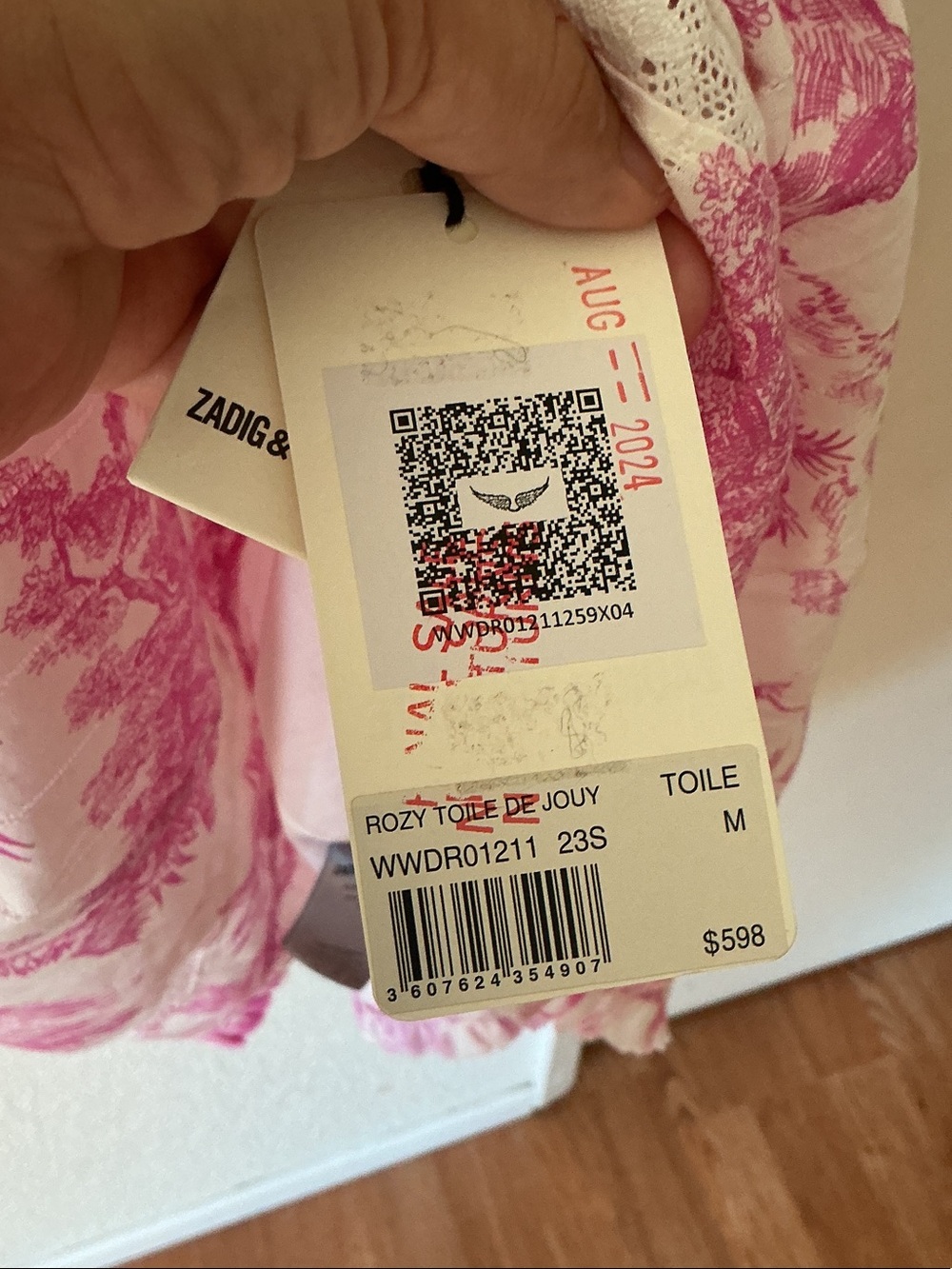 Zadig & Voltaire Pink and White Lace-Trim Mini Dress - Picture 2 of 2